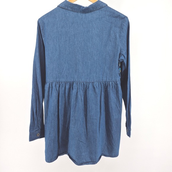 Roper Womens Embroidered Denim Tunic Shirt Blue Cactus Aztec Sz M Boho Western - Picture 11 of 13